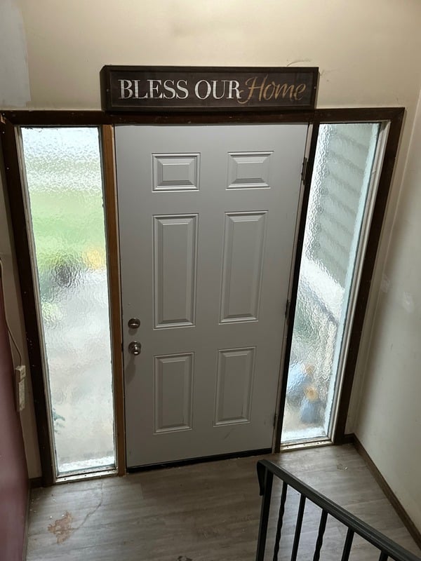 New front door installation interior view